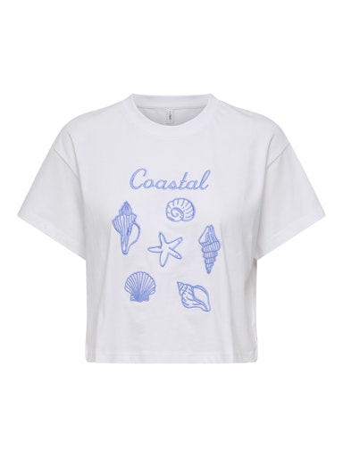 Cropped T-shirt Annbel | Wit - Blauw