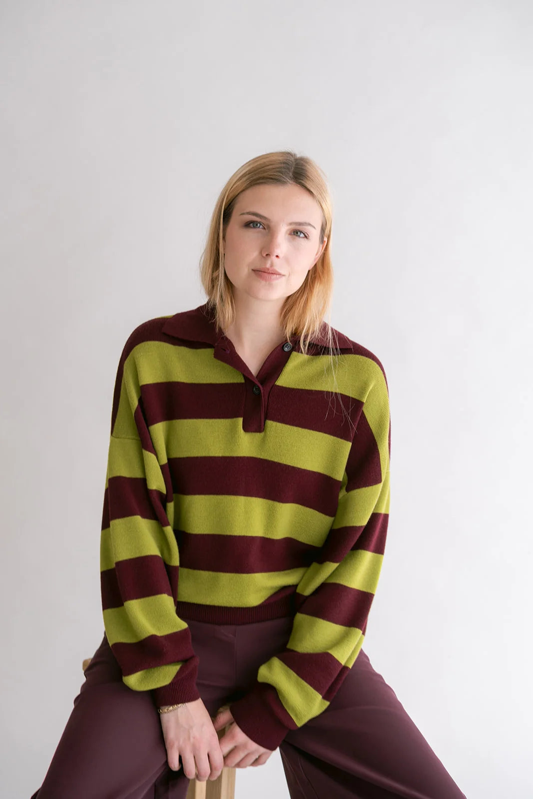 Polo Leonie | Bordeaux-Matcha