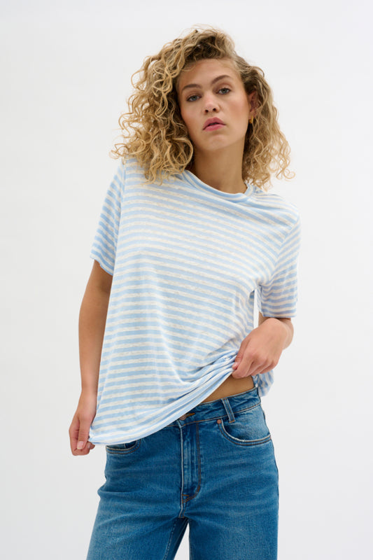 T-shirt Lisa | Blauw - Wit