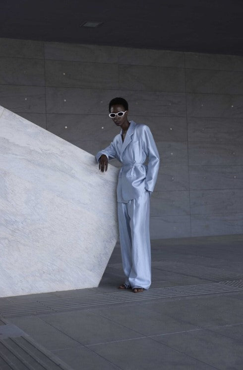 Broek 403 | Zilverblauw