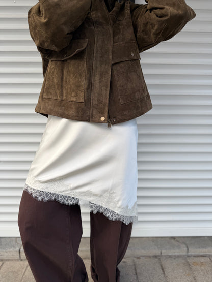 Suède jasje Kaia | Kaki - donkerbruin