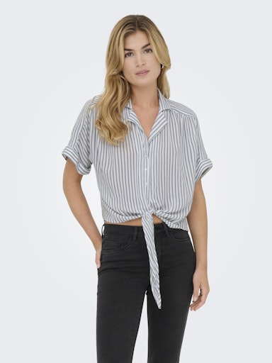 Jeansblouse Paula | Wit - Groen