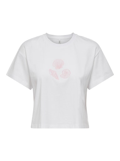 Cropped T-shirt Annbel | Wit - Roze