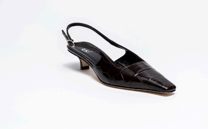 Slingbacks Anna | Donkerbruin croco