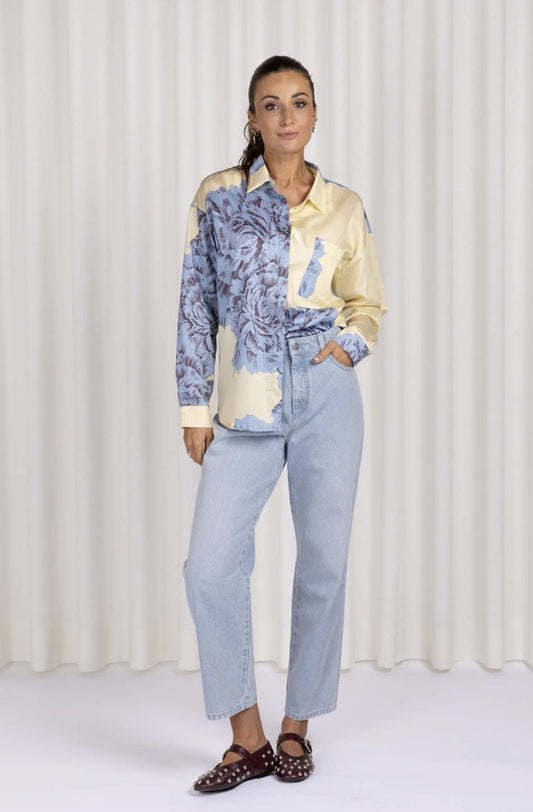 Blouse RG | Crème - Blauw
