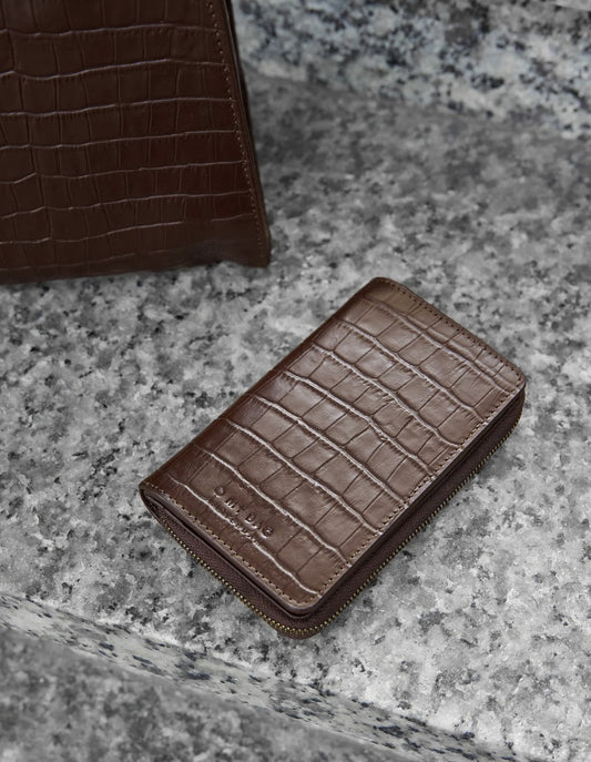Jett Portemonnee | Donkerbruin Croco