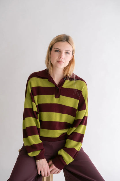 Polo Leonie | Bordeaux-Matcha