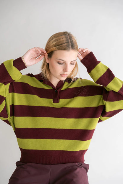 Polo Leonie | Bordeaux-Matcha