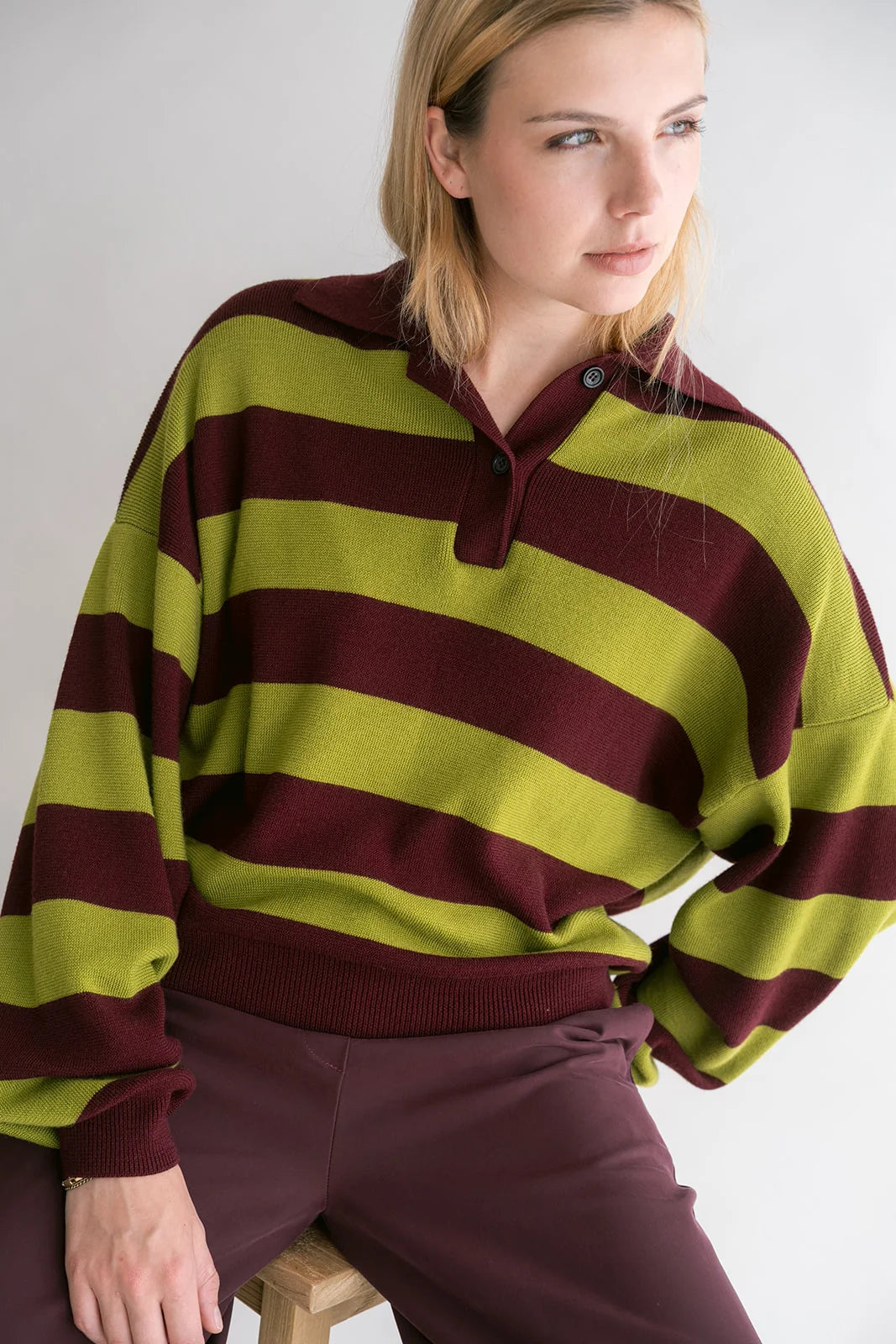 Polo Leonie | Bordeaux-Matcha