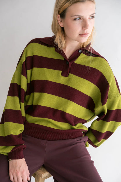 Polo Leonie | Bordeaux-Matcha