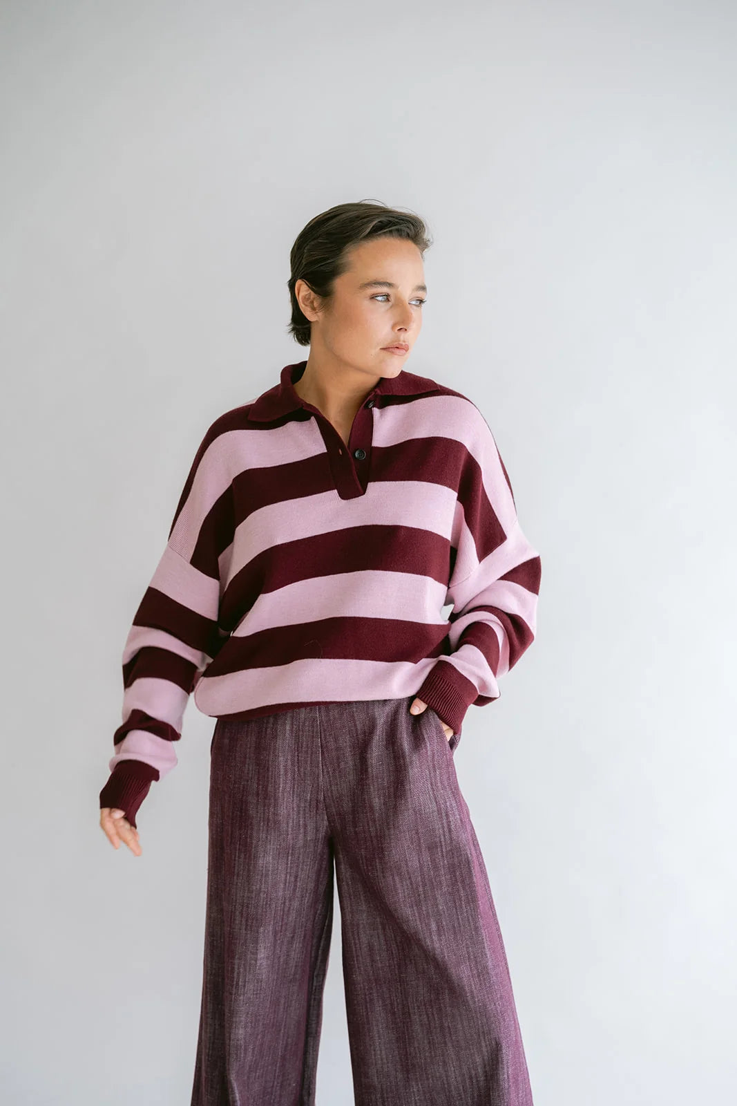 Polo Leonie | Bordeaux-Roze