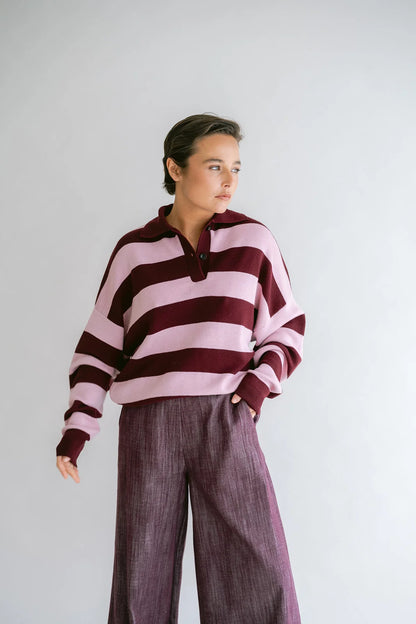 Polo Leonie | Bordeaux-Roze