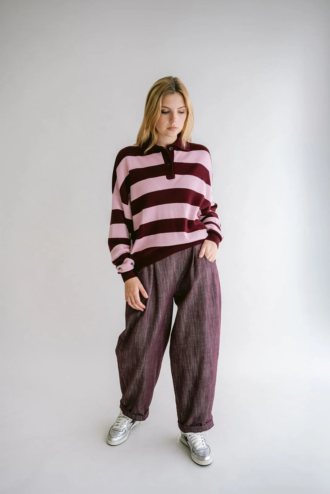 Polo Leonie | Bordeaux-Roze
