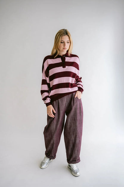 Polo Leonie | Bordeaux-Roze
