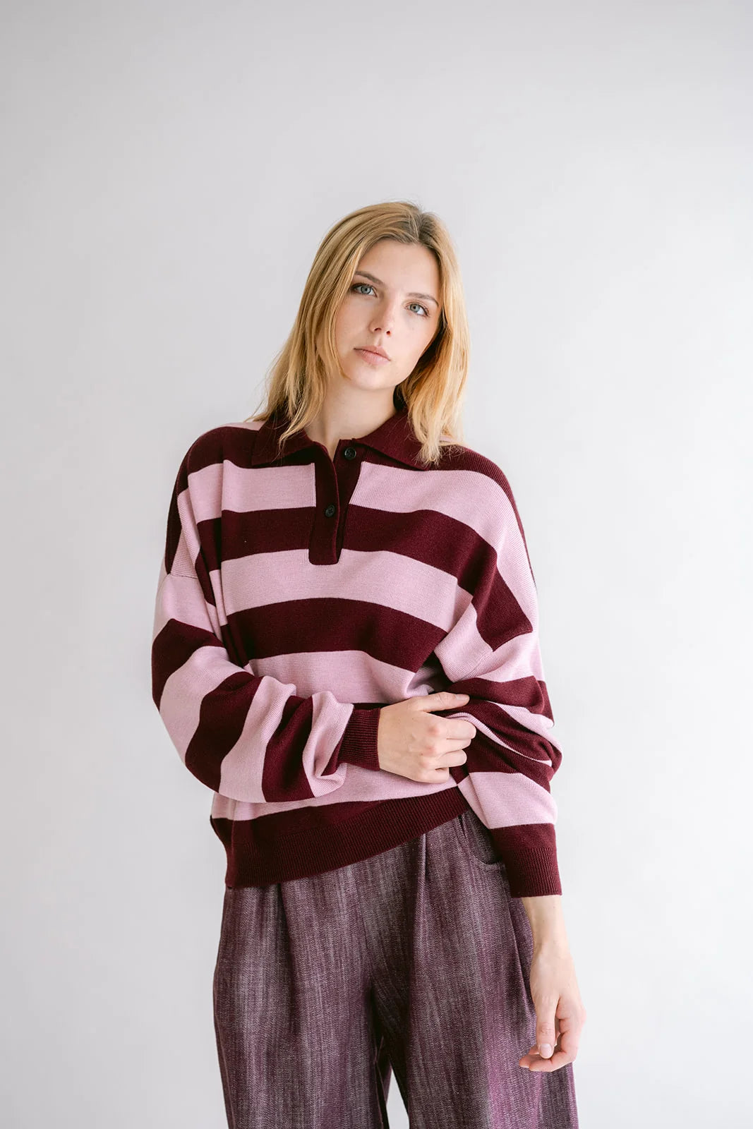 Polo Leonie | Bordeaux-Roze