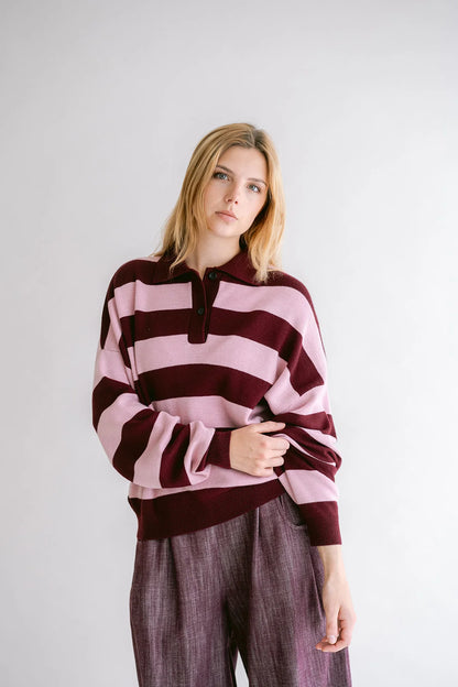 Polo Leonie | Bordeaux-Roze