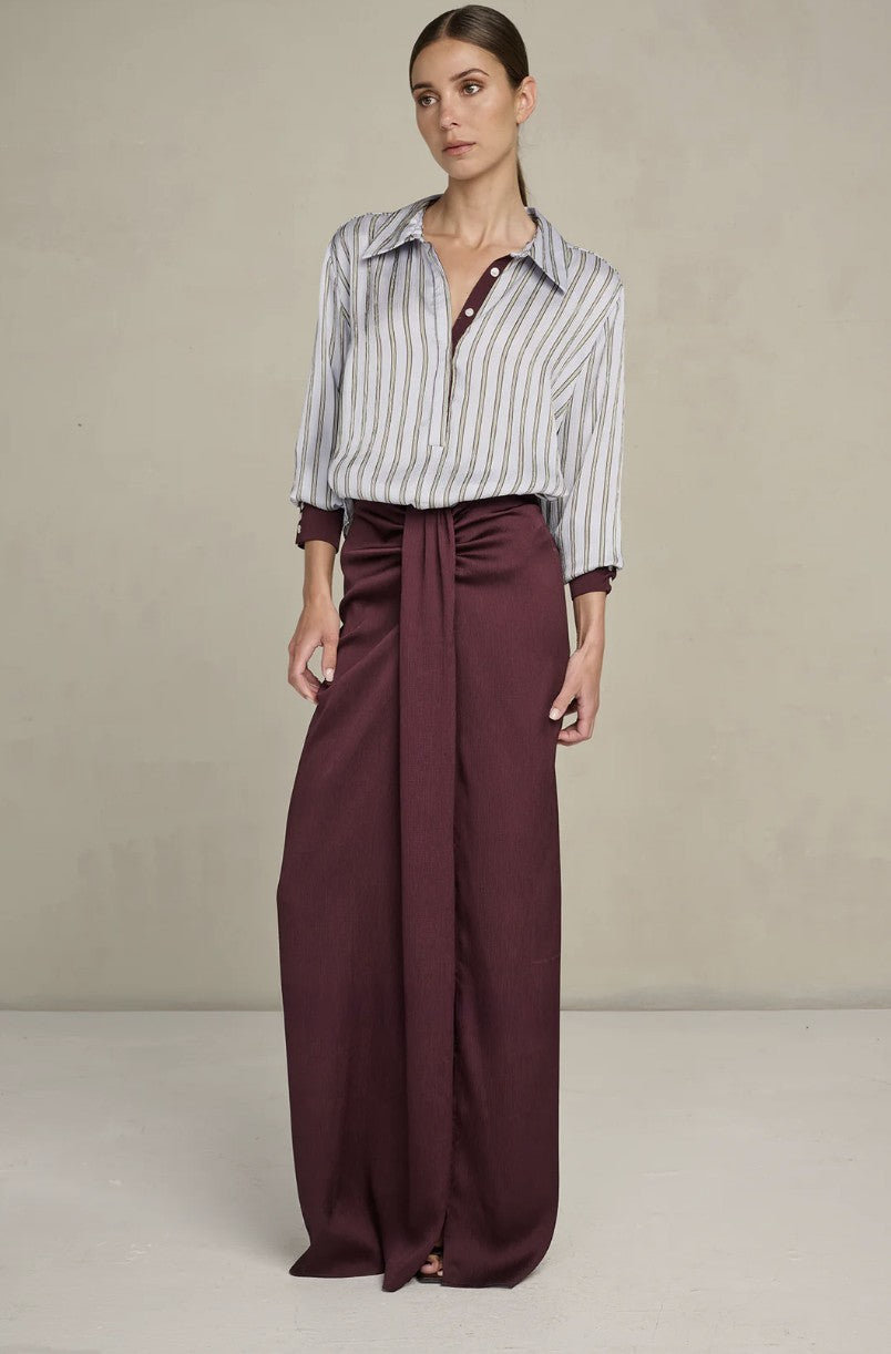 Kleed Mia | Lichtblauw - Bordeaux