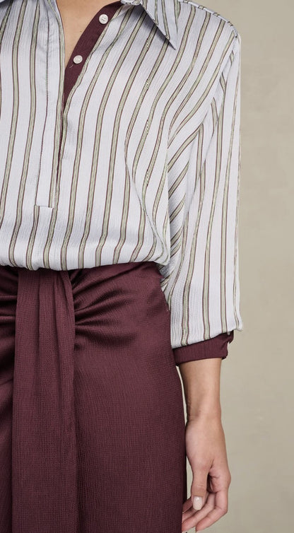 Kleed Mia | Lichtblauw - Bordeaux