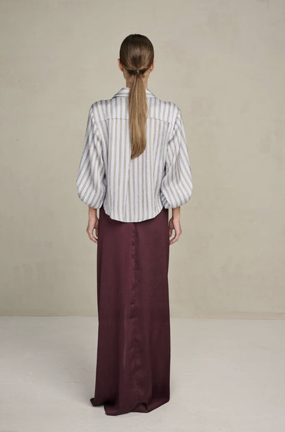 Kleed Mia | Lichtblauw - Bordeaux