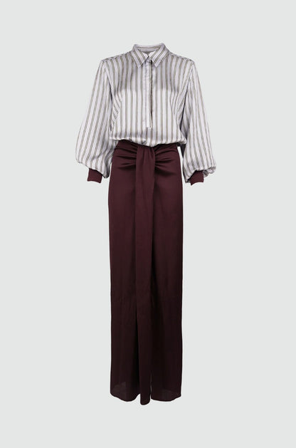 Kleed Mia | Lichtblauw - Bordeaux