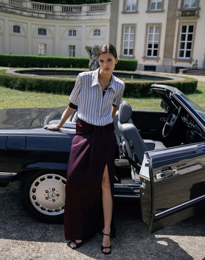 Kleed Mia | Lichtblauw - Bordeaux