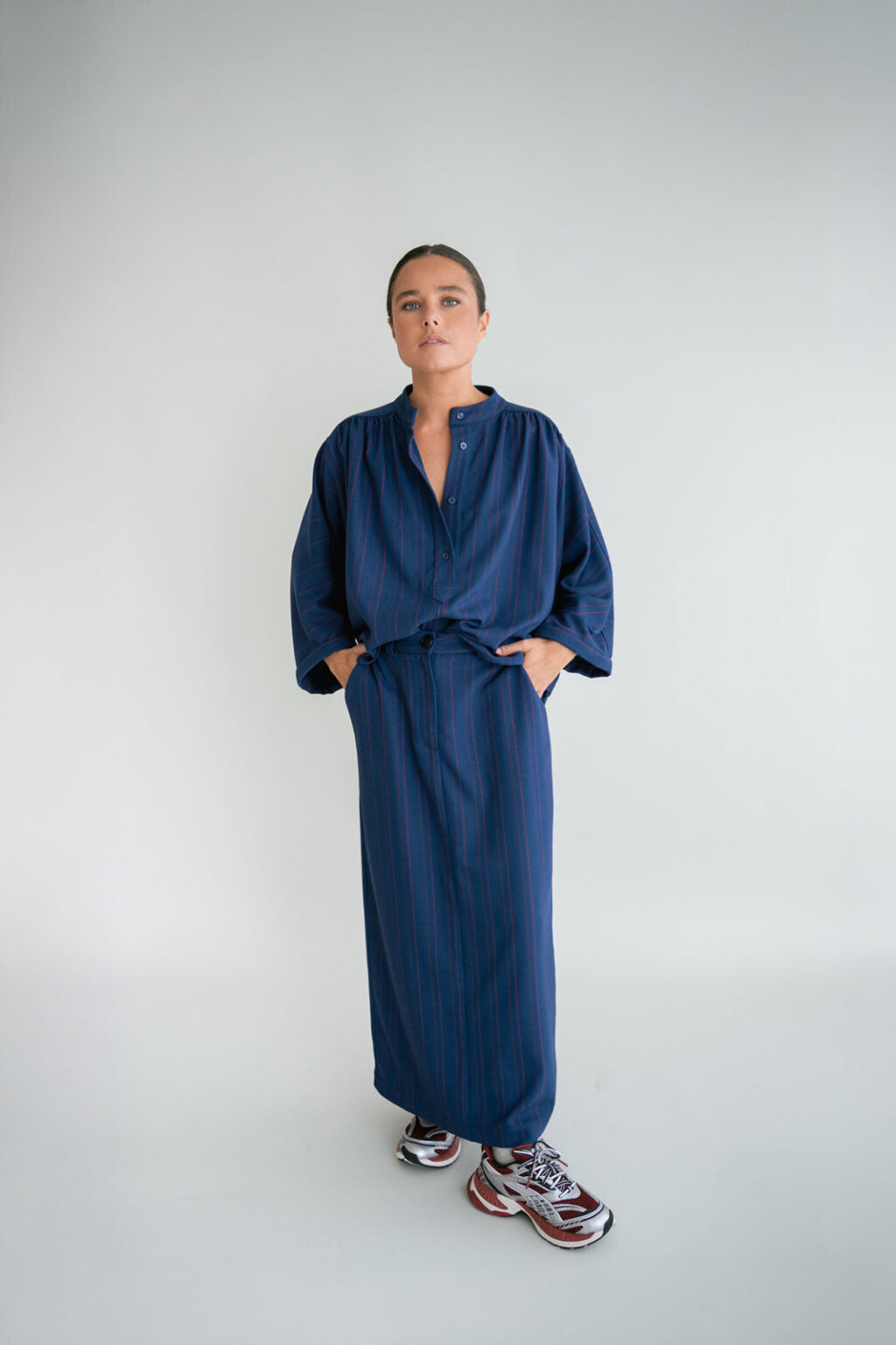 Blouse Maya | Blauw - Rood