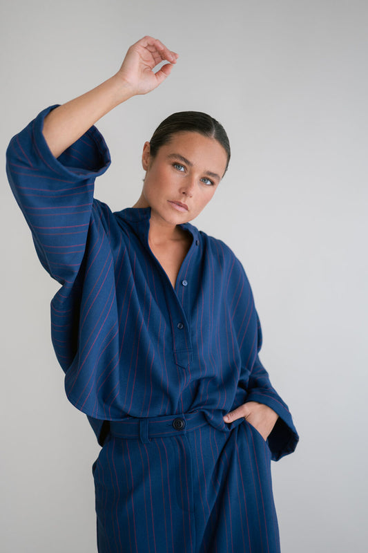 Blouse Maya | Blauw - Rood