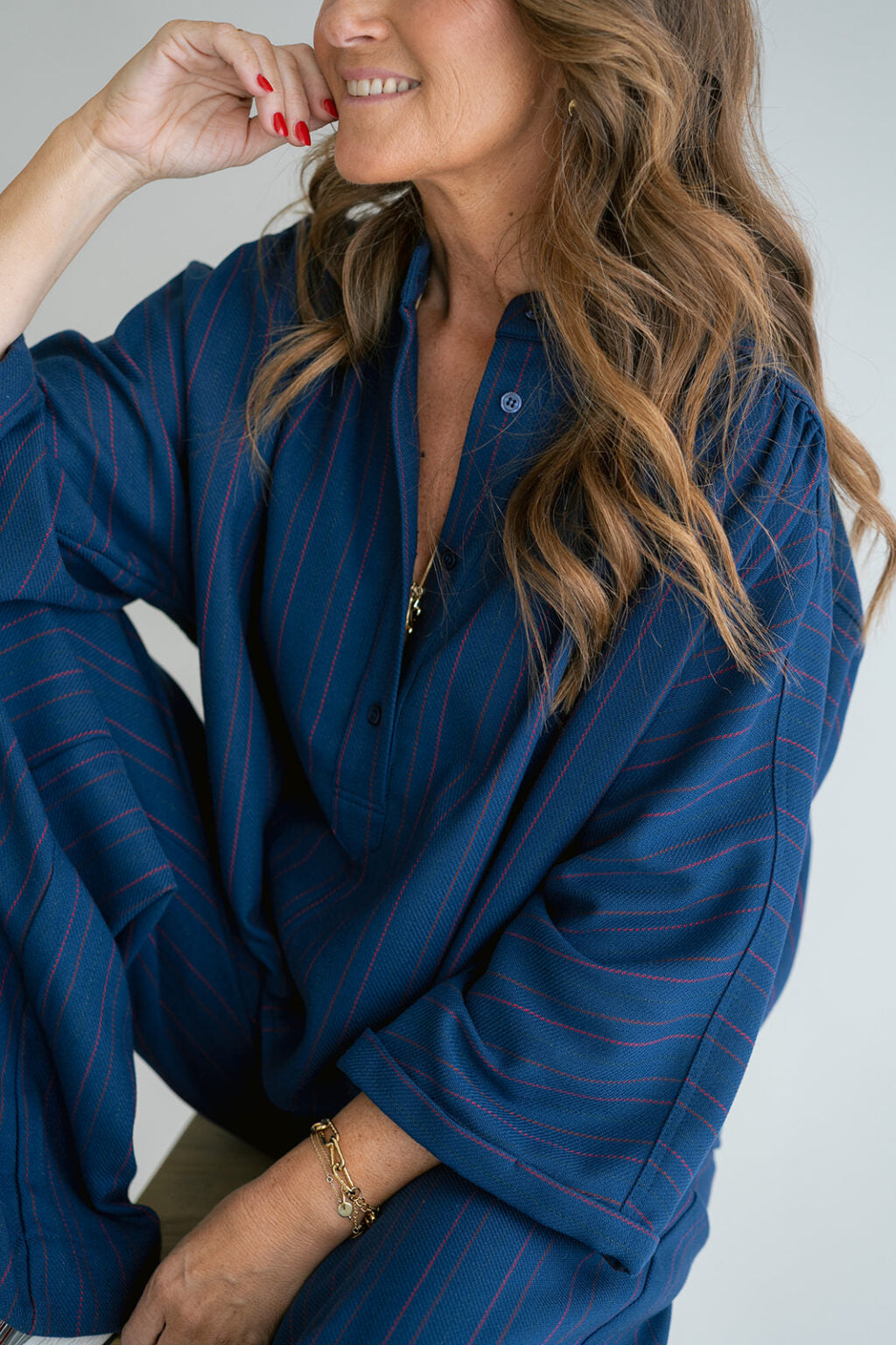 Blouse Maya | Blauw - Rood