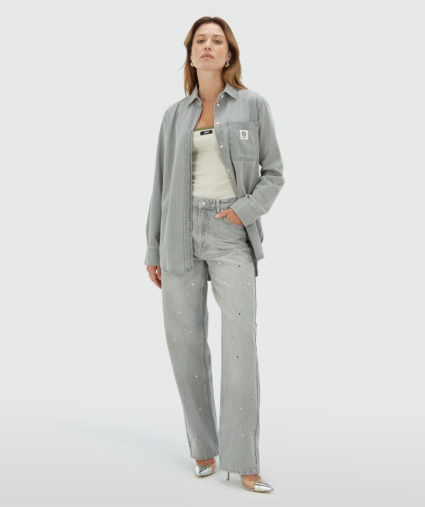 Jeanshemd Meggy | Lichtgrijs