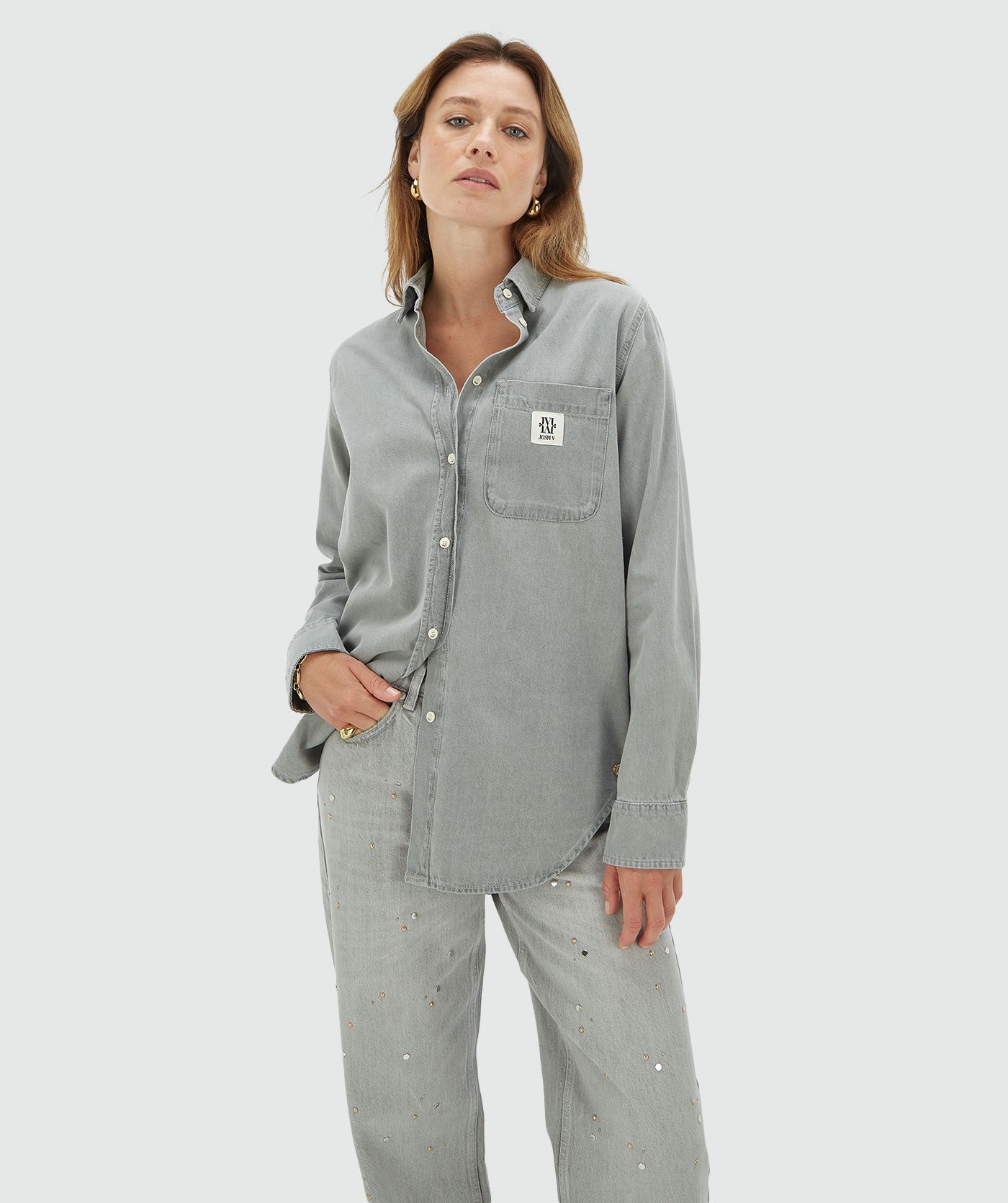 Jeanshemd Meggy | Lichtgrijs