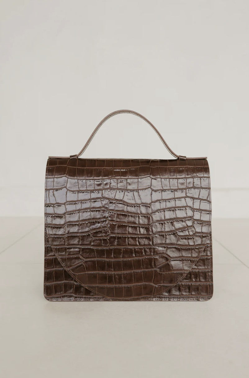 Briefcase Midi | Donkerbruin Croco