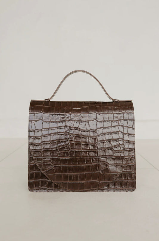 Briefcase Midi | Donkerbruin Croco