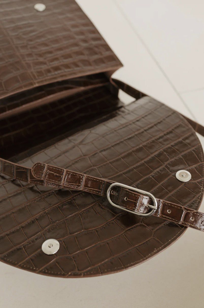 Briefcase Midi | Donkerbruin Croco