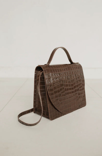 Briefcase Midi | Donkerbruin Croco