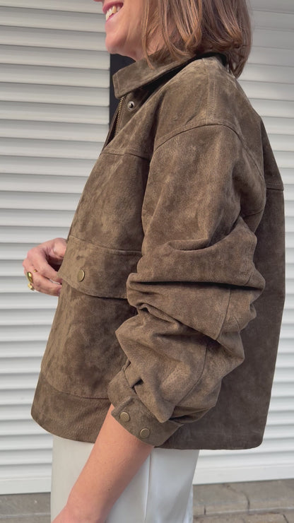 Suède jasje Kaia | Kaki - donkerbruin