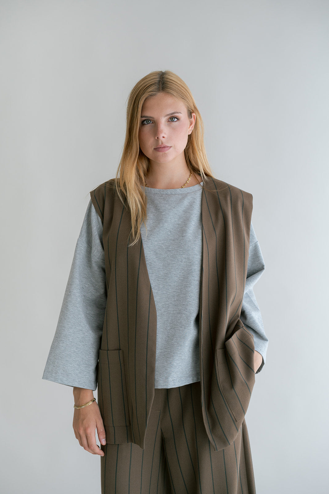 Waistcoat Puck | Bruin - Groen