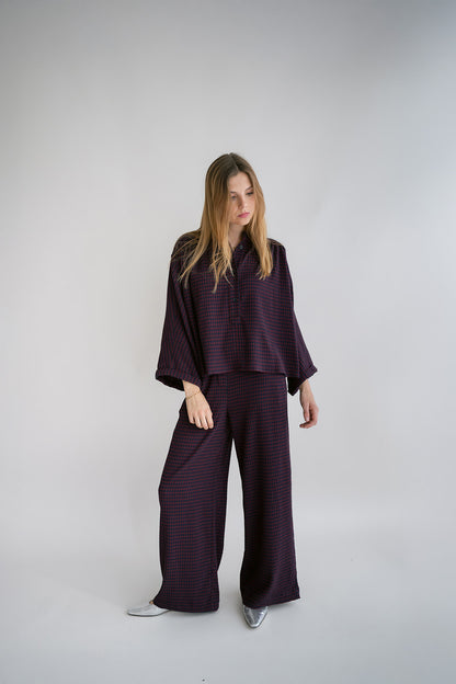Broek Sam | Bordeaux - Donkerblauw